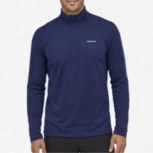 Patagonia Performance Base Layer Capilene 1/4 Zip Shirt Blue Polyester mens XXL